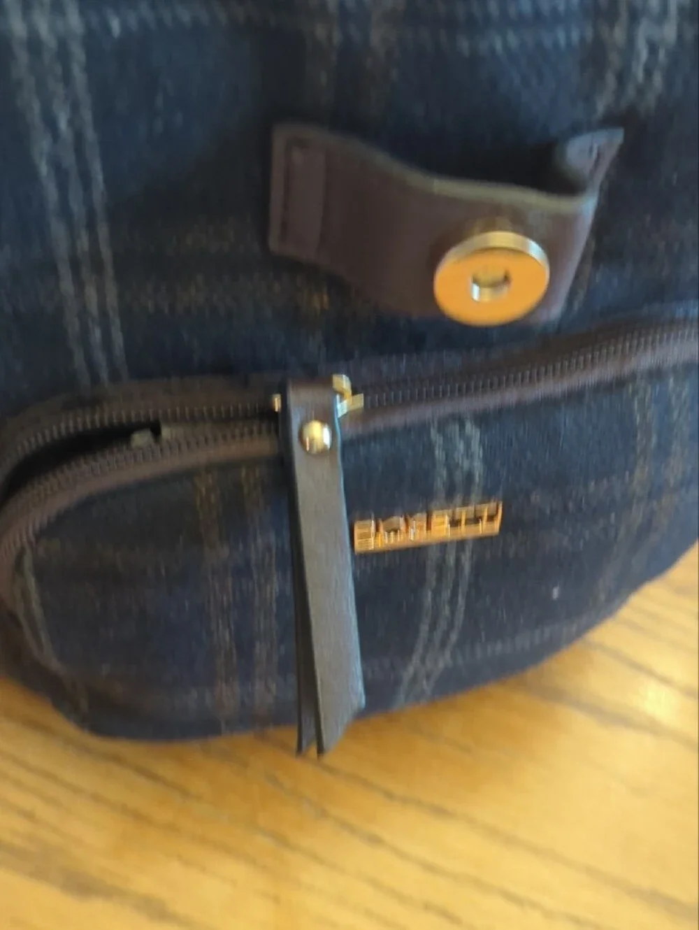 Rosetti Black Plaid Mini Backpack with Gold Hardware